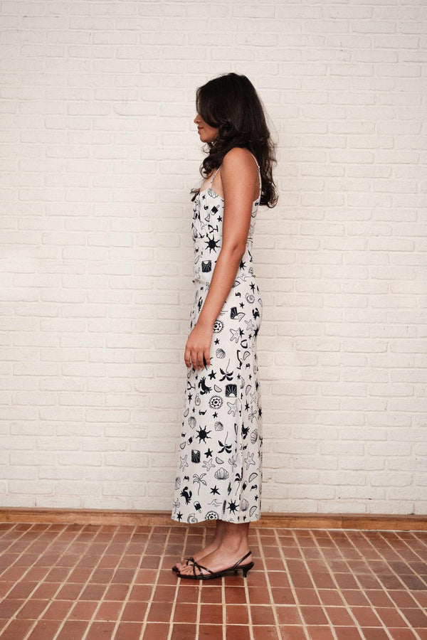Strap Pleat Midi In Print