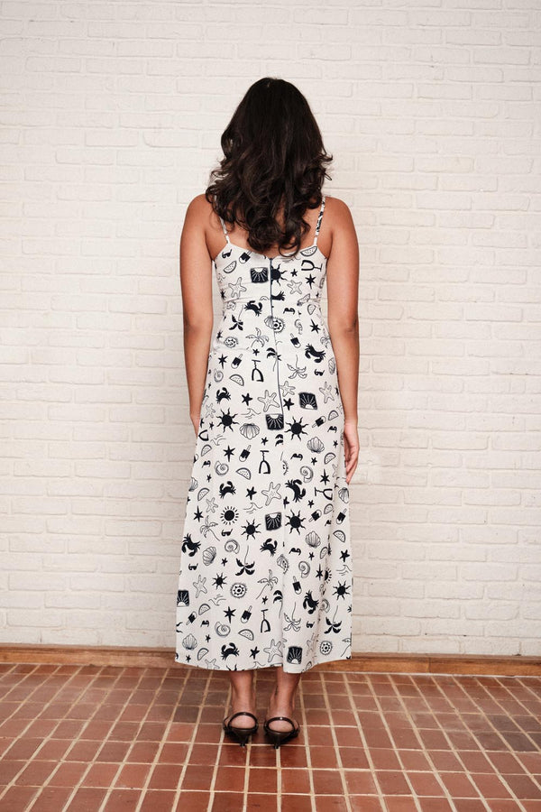 Strap Pleat Midi In Print