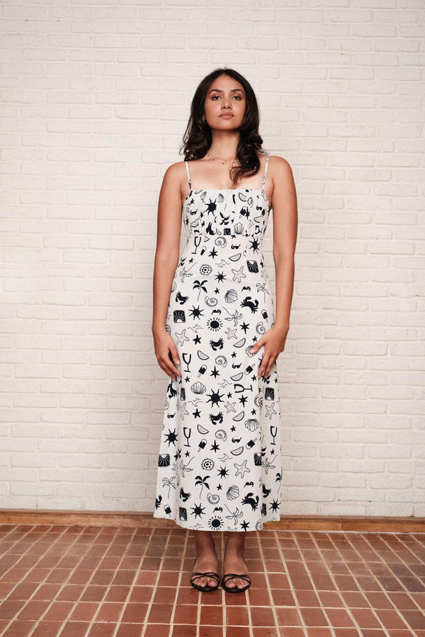 Strap Pleat Midi In Print