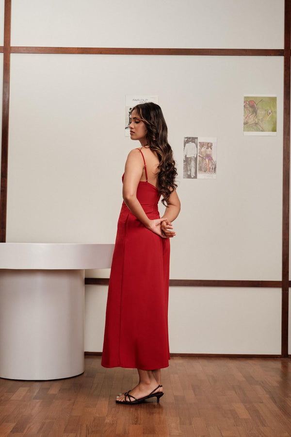 Front Cut Jumpsuit In Red