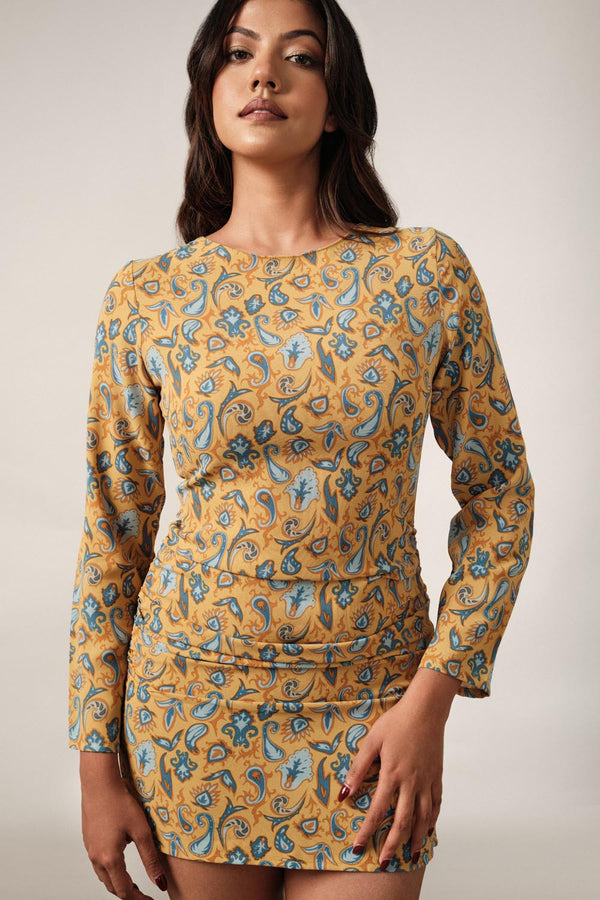 Waist Gather Mini In Paisley