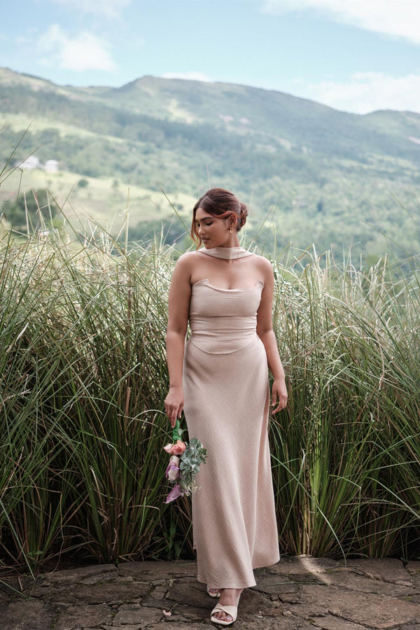 Corset Bias Maxi In Beige