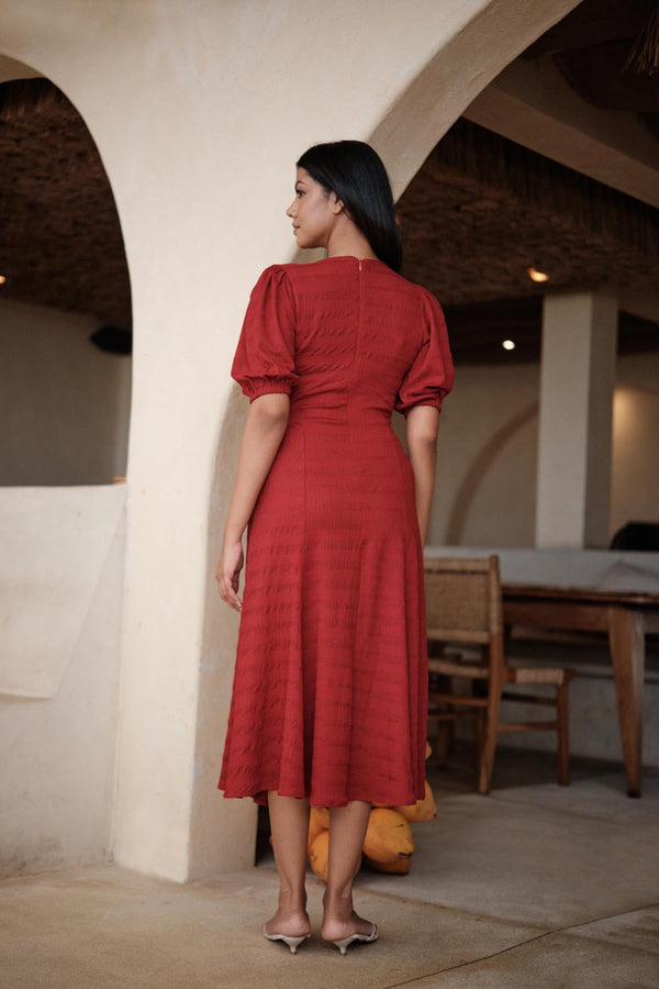 Puff Sleeve Corset Midi