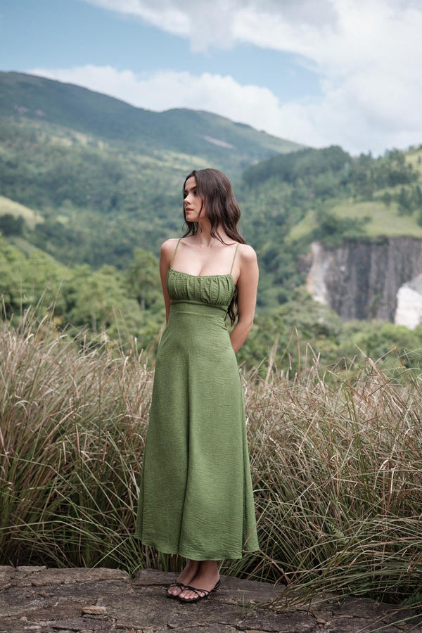 Front Pleat Maxi In Green