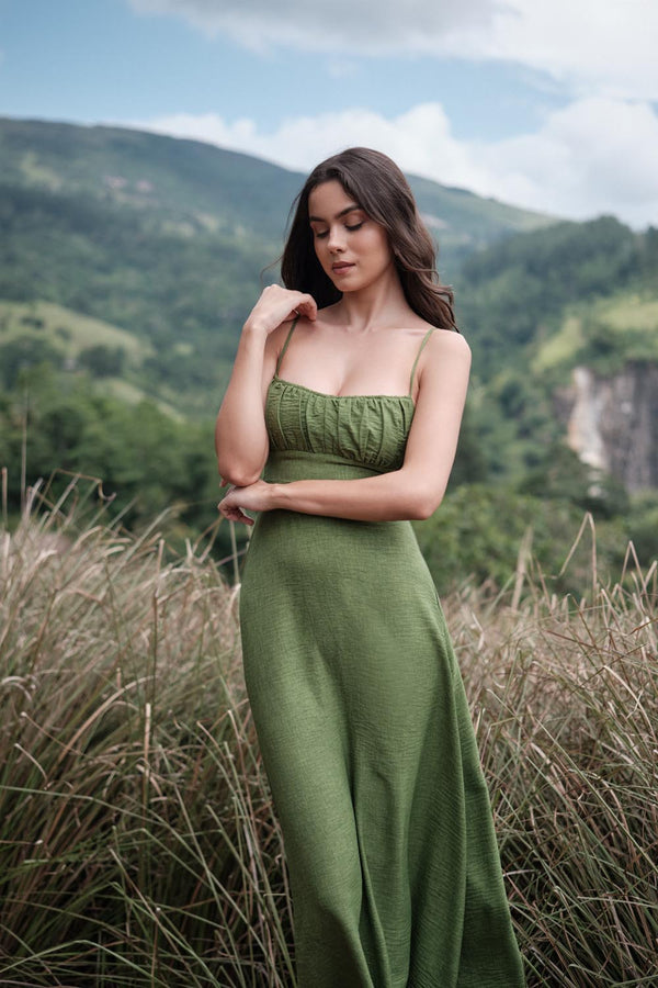 Front Pleat Maxi In Green