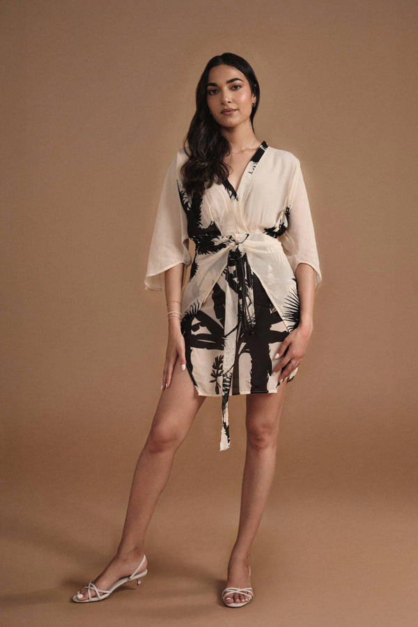 Front Tie Shift Mini In Print