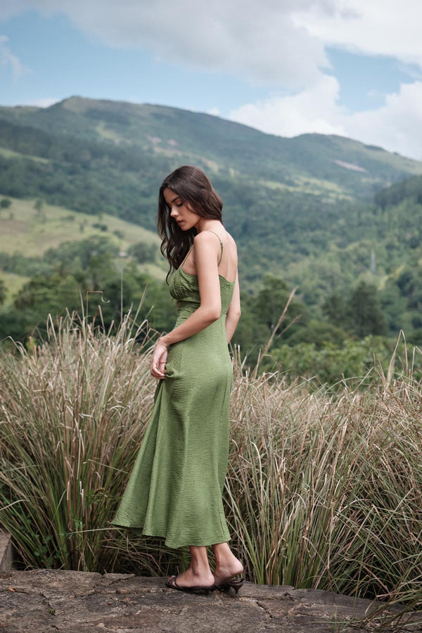 Front Pleat Maxi In Green