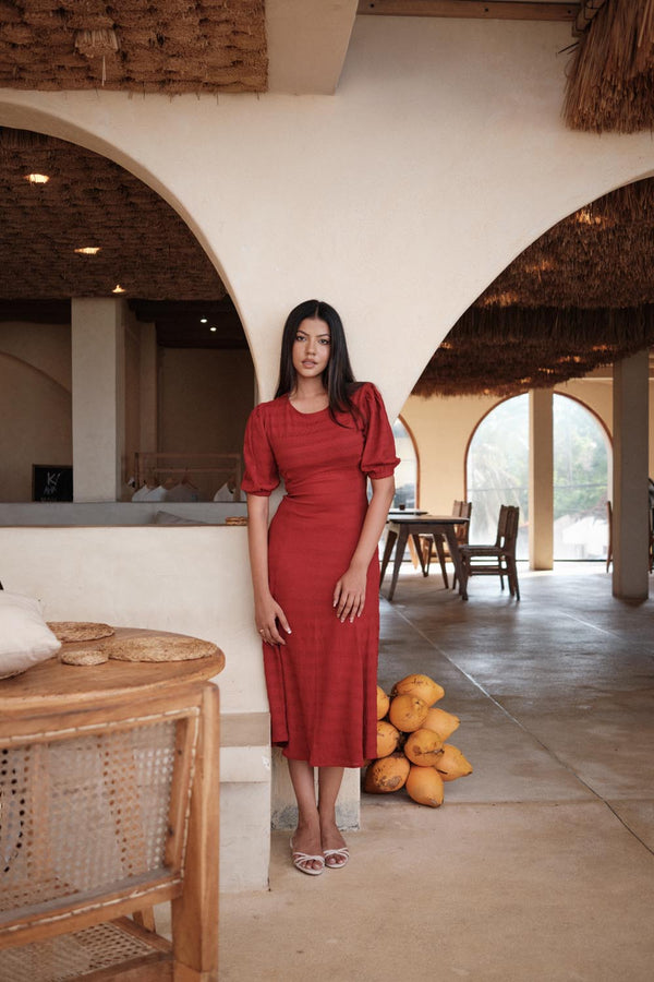 Puff Sleeve Corset Midi