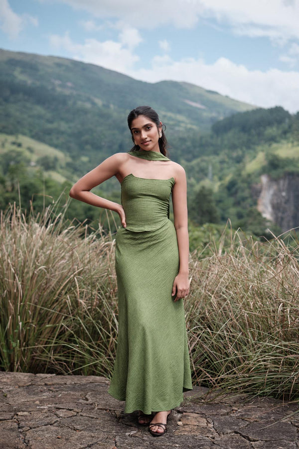 Corset Bias Maxi In Green