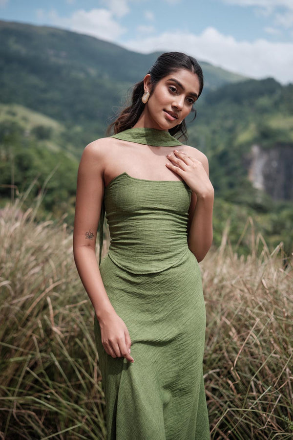 Corset Bias Maxi In Green