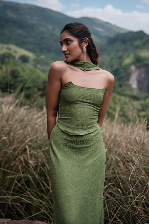 Corset Bias Maxi In Green