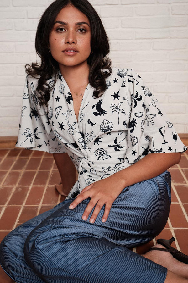 Front Twist Top In Print