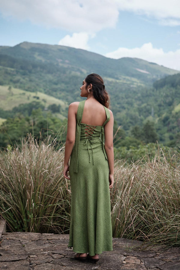 Corset Bias Maxi In Green
