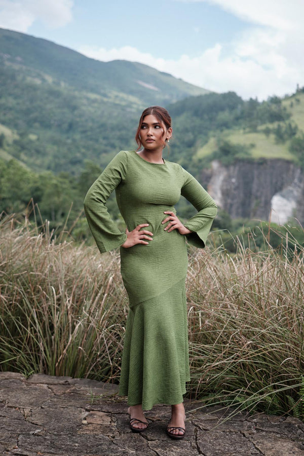 Bell Sleeve Maxi In Green