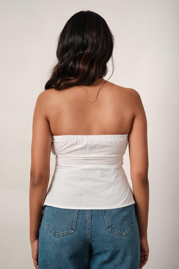 Button Tube Top In White