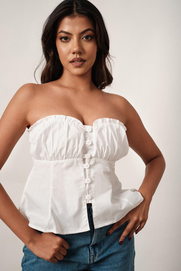 Button Tube Top In White