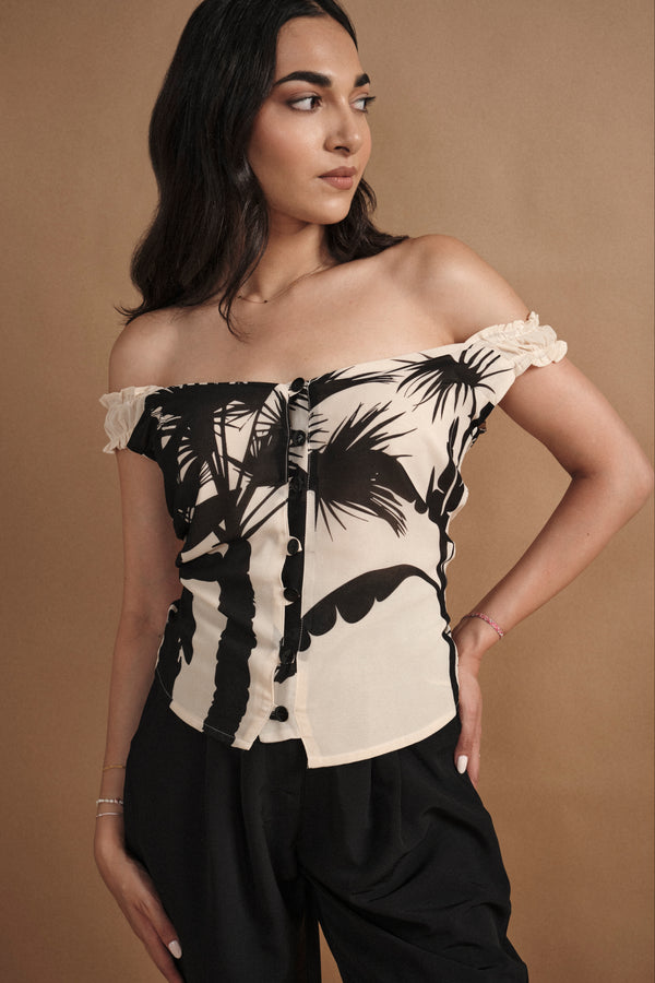 Off Shoulder Button Top