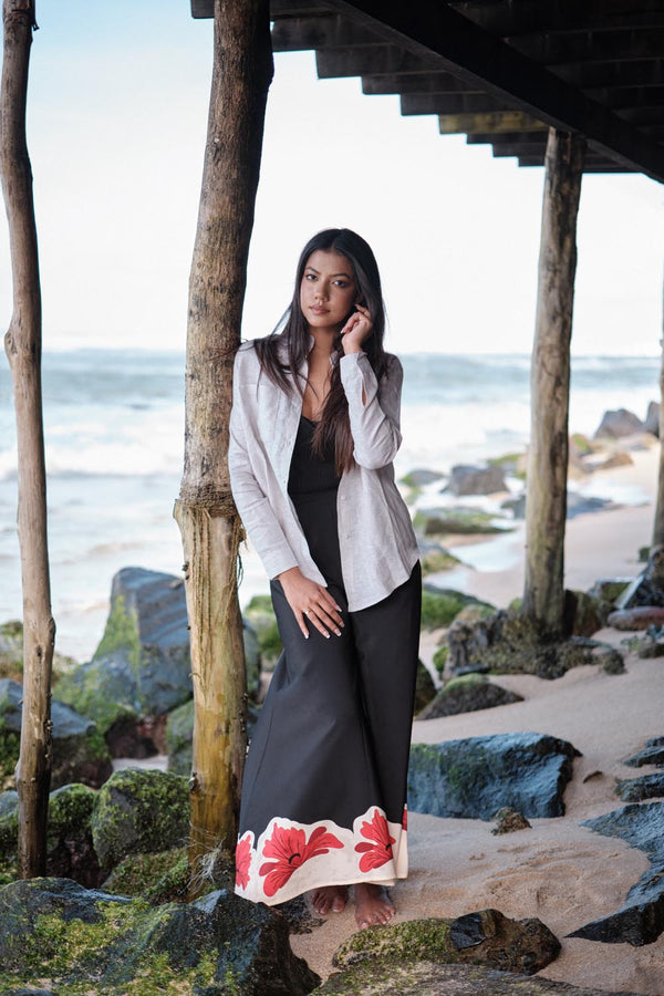 Mandarin Collar Linen Shirt