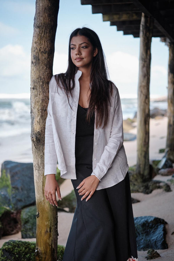 Mandarin Collar Linen Shirt