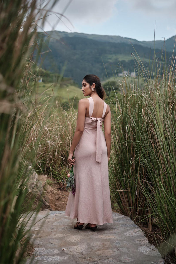 Crossover Halter Maxi In Pink