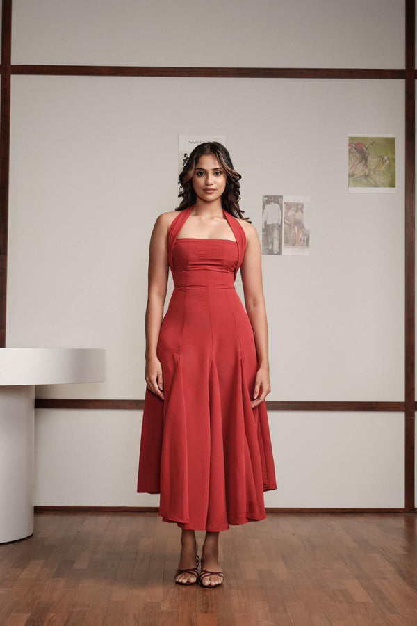 Halter Midi In Red