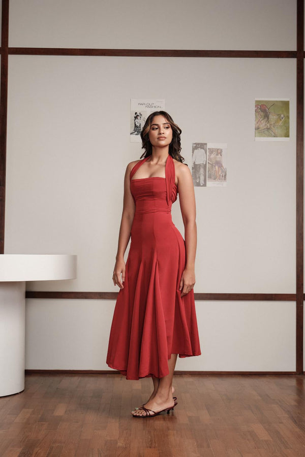Halter Midi In Red