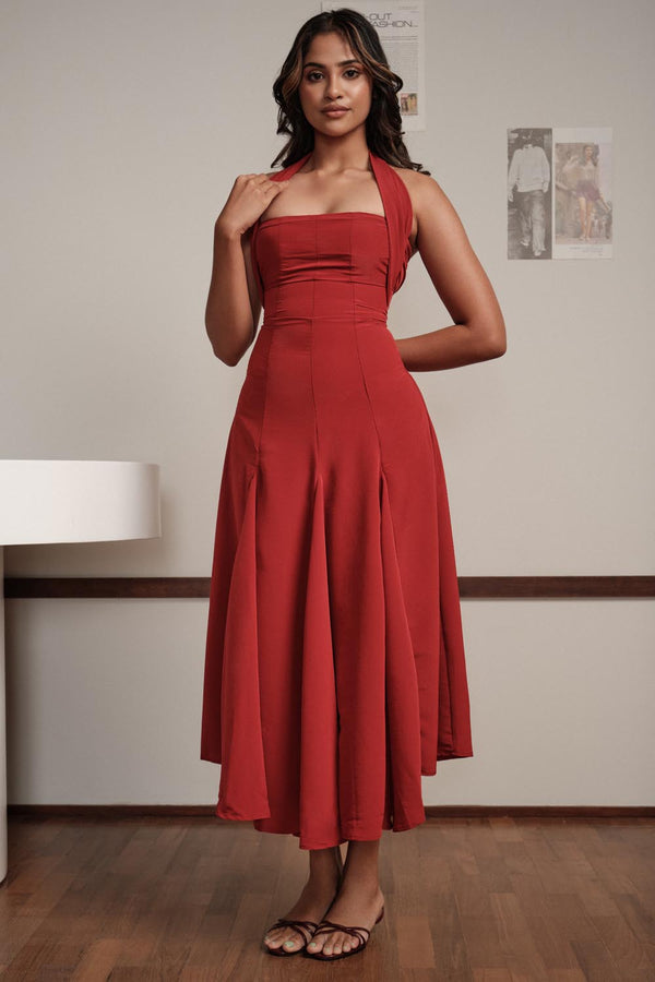 Halter Midi In Red