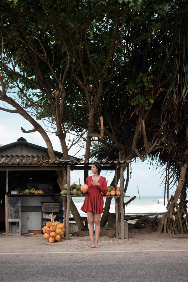 Long Sleeve Deep Neck Mini