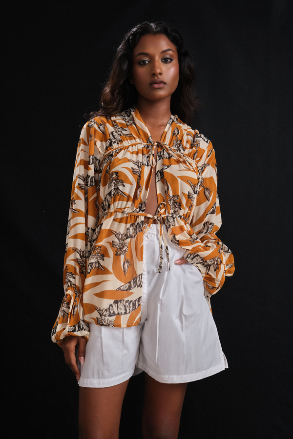 Front Tie Top In Print