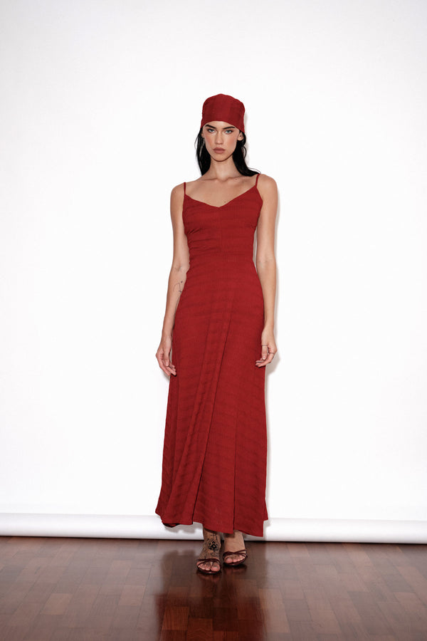 Back Tie Strap Maxi In Red
