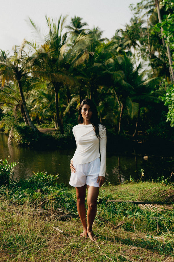 High Neck Top In Ivory