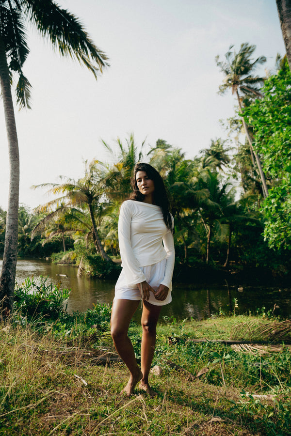 High Neck Top In Ivory