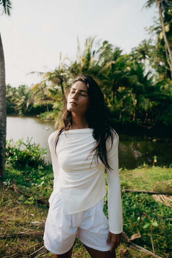 High Neck Top In Ivory