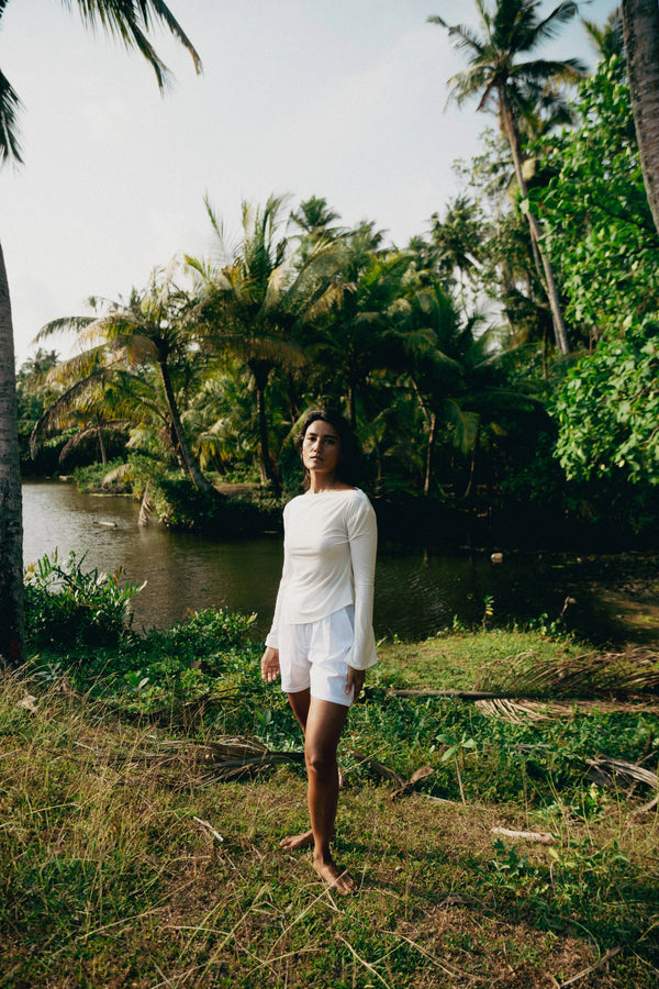 High Neck Top In Ivory