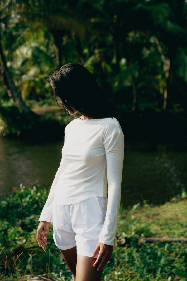 High Neck Top In Ivory