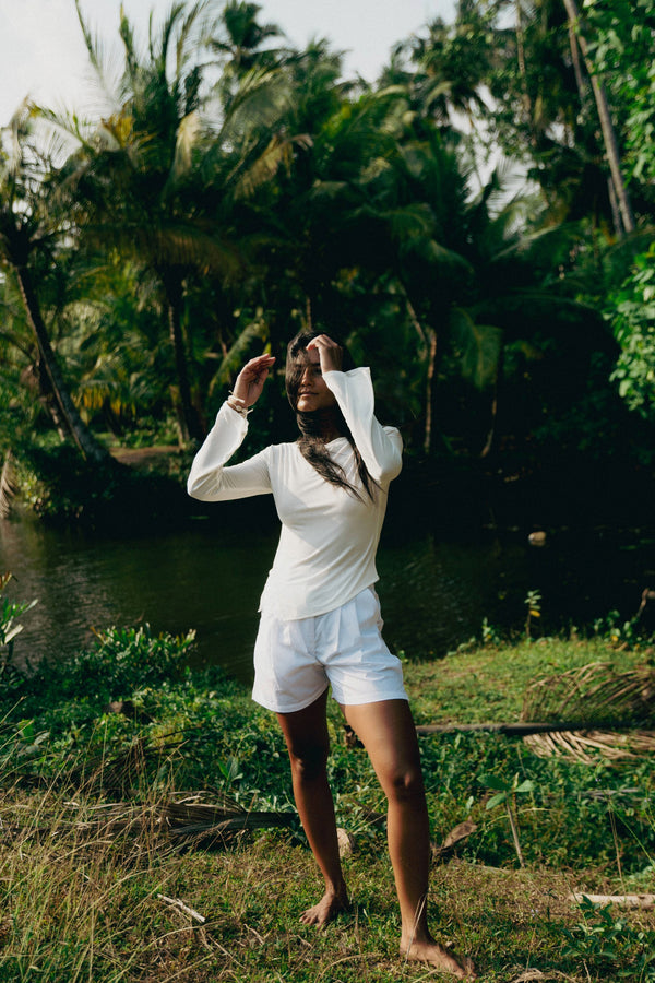 High Neck Top In Ivory