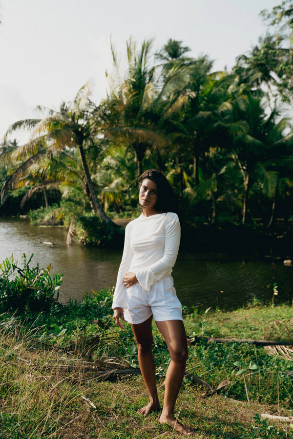 High Neck Top In Ivory