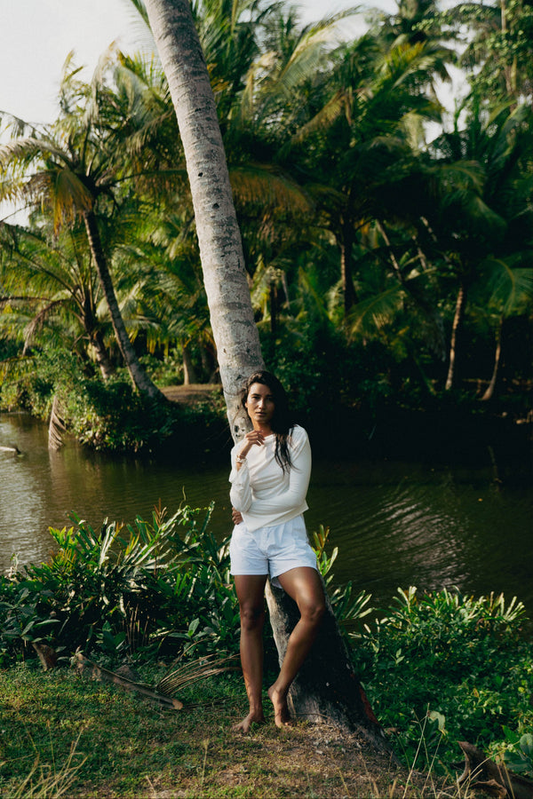 High Neck Top In Ivory