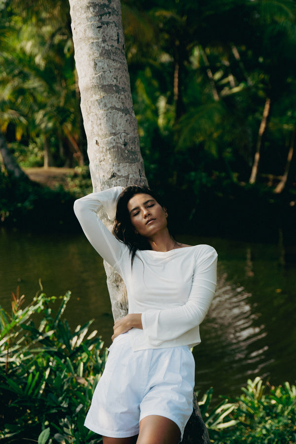 High Neck Top In Ivory