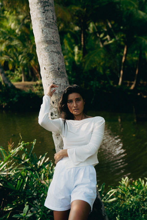 High Neck Top In Ivory