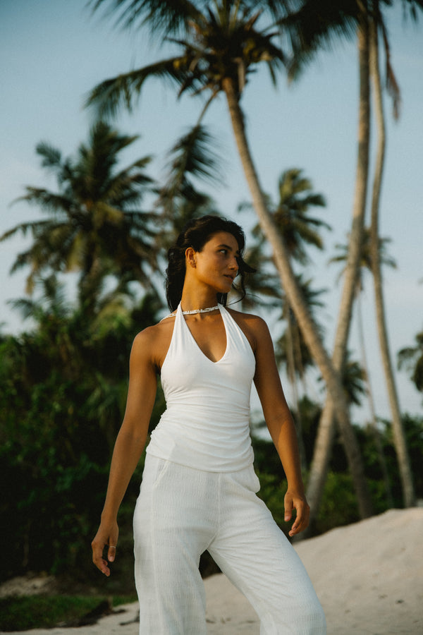 Deep Neck Halter In Ivory