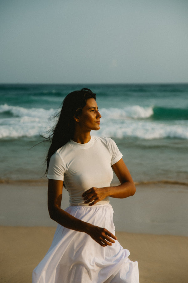 Short Sleeve Top In Ivory