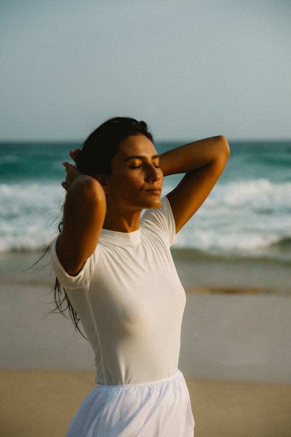 Short Sleeve Top In Ivory