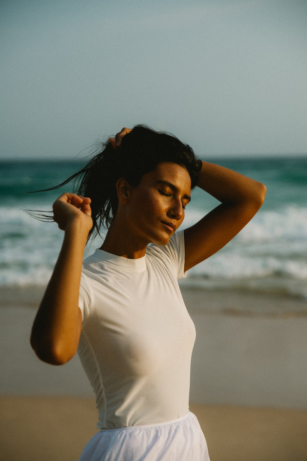 Short Sleeve Top In Ivory