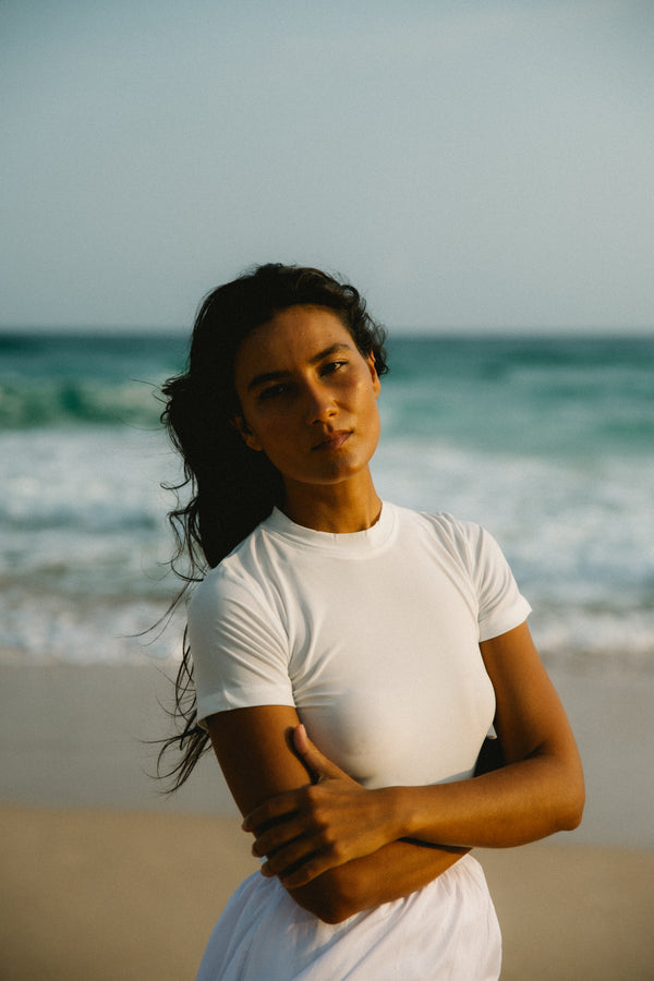 Short Sleeve Top In Ivory