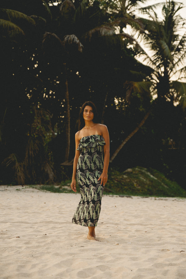 Ruffle Tube Midi In Print