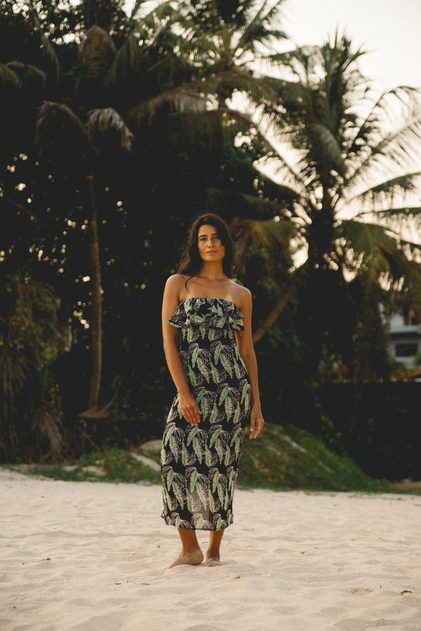 Ruffle Tube Midi In Print