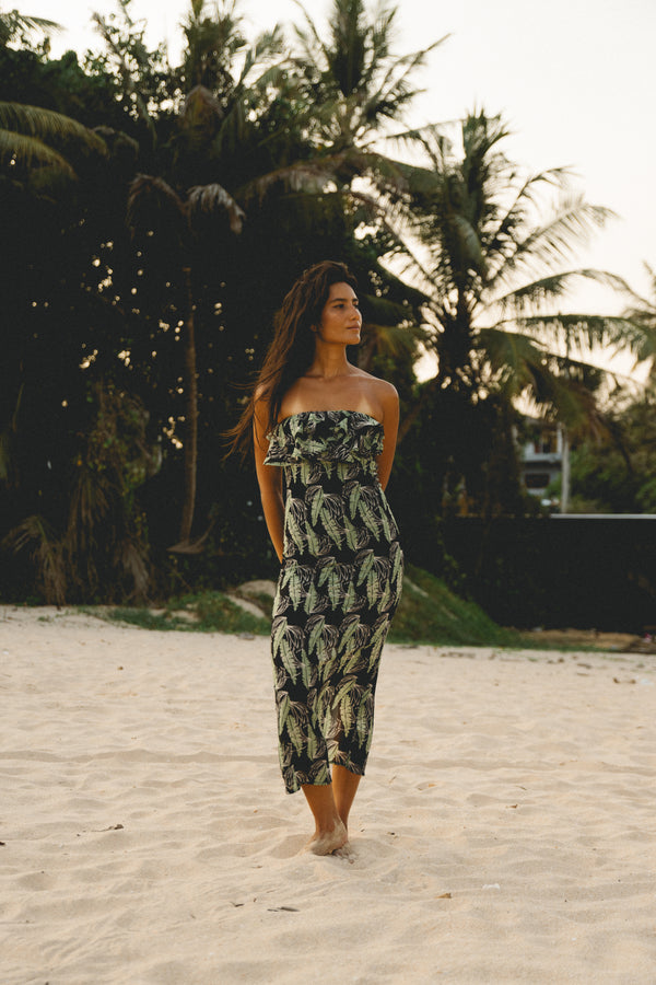 Ruffle Tube Midi In Print