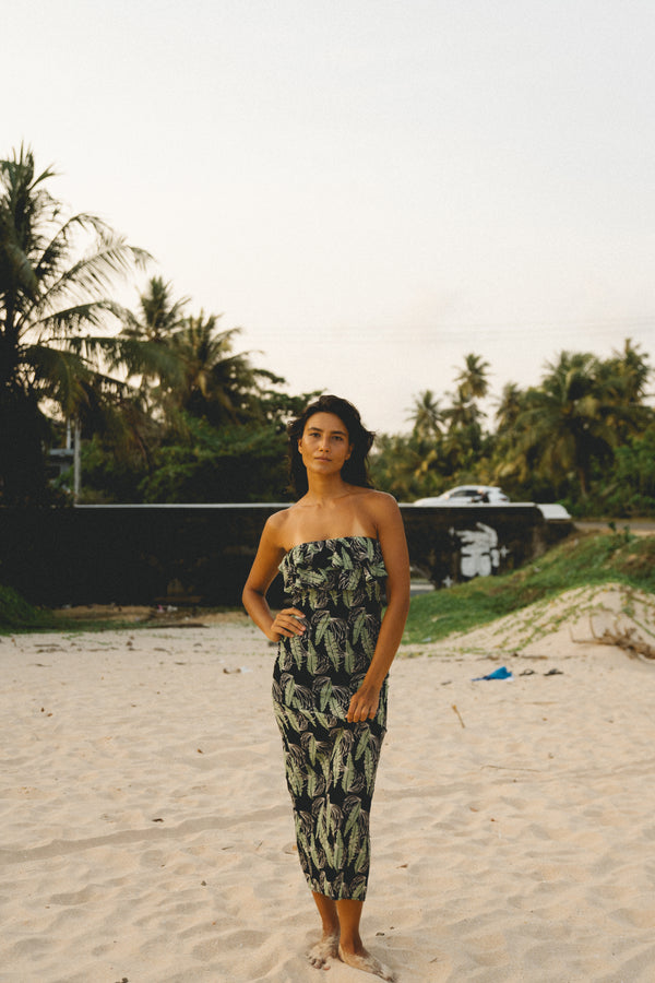 Ruffle Tube Midi In Print