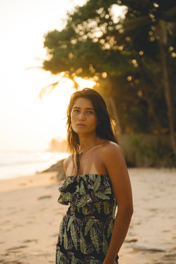 Ruffle Tube Midi In Print